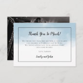 Lichtblauwe Waterverf Zwart Script Foto Bruiloft Bedankkaart (Voorkant / Achterkant)