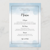 Lichtblauwe Waterverven Zwart Script Bruiloft Menu (Voorkant)