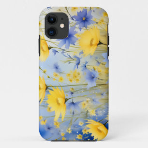 Lichtblauwe weide met delicate wilde bloemen Case-Mate iPhone case