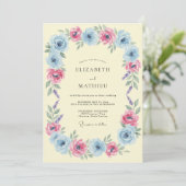 Lichtblauwe Whimsical Lente Bruiloft Kaart (Staand voorkant)