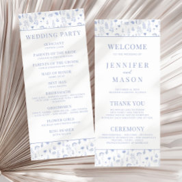 Lichtblauwe wilde bloem rustieke bruiloft programm