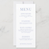 Lichtblauwe wildflower tuin bruiloft menu kaarten (Voorkant)