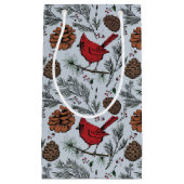 Lichtblauwe winter Perched Red Cardinal & Pine Con Klein Cadeauzakje (Voorkant)