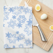 Lichtblauwe winter sneeuwvlok patroon theedoek (Quarter Fold)