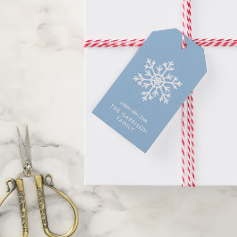 Lichtblauwe winter sneeuwvlok vakantie cadeaulabel