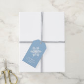 Lichtblauwe winter sneeuwvlok vakantie cadeaulabel (Met Touw)