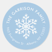Lichtblauwe Winter Snowflake Retour Adres Label (Voorkant)