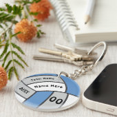 Lichtblauwe, witte en grijze volleybal Sleutelhang Sleutelhanger (Voorkant Rechts)