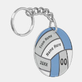 Lichtblauwe, witte en grijze volleybal Sleutelhang Sleutelhanger (Voorkant Links)