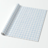 Lichtblauwe Witte Geruite Strepen Bruidsdouche Cadeaupapier (Uitgerold)