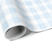 Lichtblauwe Witte Geruite Strepen Bruidsdouche Cadeaupapier (Rol Hoek)