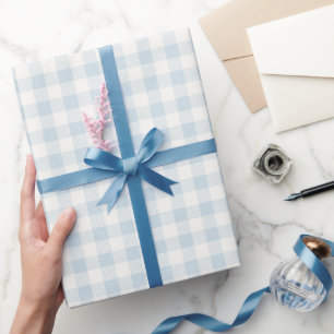 Lichtblauwe Witte Geruite Strepen Bruidsmeisjesfee Cadeaupapier