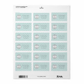 Lichtblauwe Witte Gestreepte Bloem - Adreslabels Etiket (Full Sheet)