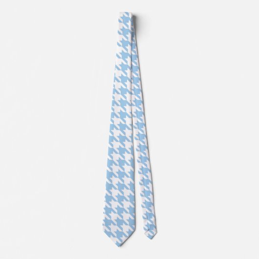 Lichtblauwe & witte Houndstooth stropdas (Voorkant)