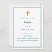 Lichtblauwe witte jongen Doop Kaart (Voorkant)