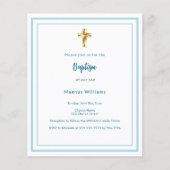 Lichtblauwe witte jongen doopuitnodiging (Voorkant)