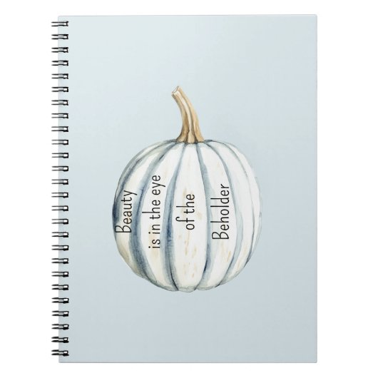 Lichtblauwe Witte Pompoen Schoonheid Is Notitieboek (Voorkant)