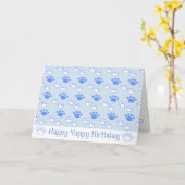 Lichtblauwe & Witte Poot Verjaardagskaart Kaart (Gele Bloem)