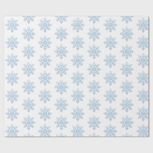 Lichtblauwe witte sneeuwvlok Kerstmis Cadeaupapier (Vlak)
