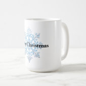 Lichtblauwe witte sneeuwvlok Kerstmis Koffiemok (Voorkant rechts)