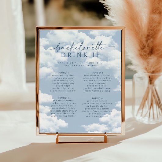Lichtblauwe wolk Bachelorette Drink van Game Poster