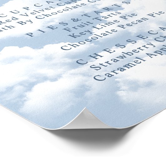 Lichtblauwe wolk op negen bachelorette dessertbar poster (Hoek)