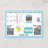 Lichtblauwe zakelijke foto's QR-codes 3,5 x 2,5 Visitekaartje (Achterkant)