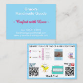 Lichtblauwe zakelijke foto's QR-codes 3,5 x 2,5 Visitekaartje (Voorkant / Achterkant)