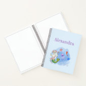 Lichtblauwe zeemeermin kat met eigen naam notitieboek (Binnen)