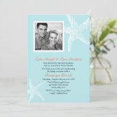 Lichtblauwe Zeester Foto Sjabloon Ontvangst Alleen Kaart (Staand voorkant)