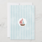 Lichtblauwe zeilboot Zeilen naar een 1e verjaardag Kaart (Achterkant)