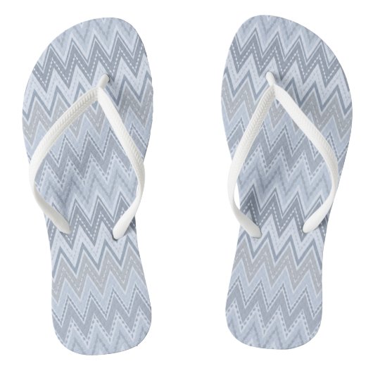 Lichtblauwe zigzag teenslippers (Voetbed)