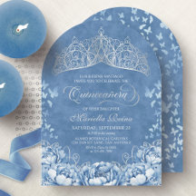 Lichtblauwe Zilveren Kroon Tiara Quinceanera