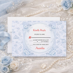 Lichtblauwe Zilveren Prinses Quinceañera RSVP Kaartje
