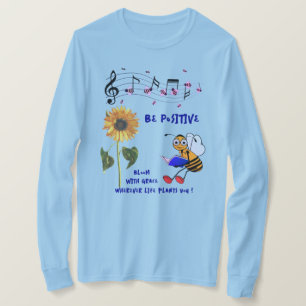 Lichtblauwe zonnebloembijen positief t-shirt
