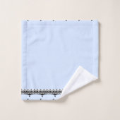 Lichtblauwe zwarte afwerking bad handdoek (Wasdoekje)