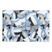 Lichtblauwe zwarte volleyballen patroon kussensloop (Achterkant)