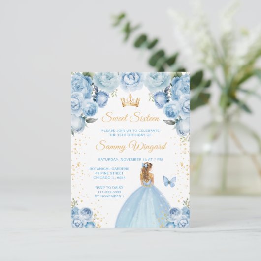 Lichtblonde Haren Prinses Sweet Sixteen Briefkaart (Staand voorkant)