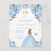 Lichtblonde Prinses Verjaardagsfeestje in Lichtbla Briefkaart (Voorkant)