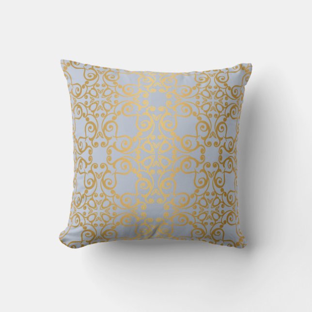 LICHTBLUE GOLD HAMPTONS PATROON CUSHION KUSSEN (Voorkant)