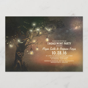 Lichtbomen en Mason Jars Rustic Engagement Party Kaart