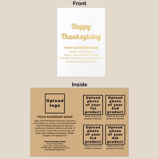 Lichtbruin bedrijfsmerk op Thanksgiving Folie Kaarten