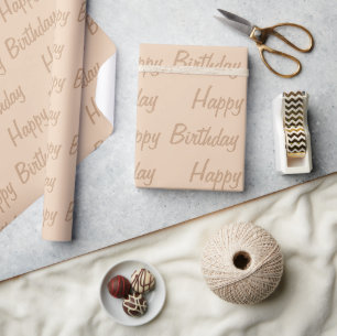 Lichtbruin Beige Gelukkige Verjaardag Cadeaupapier