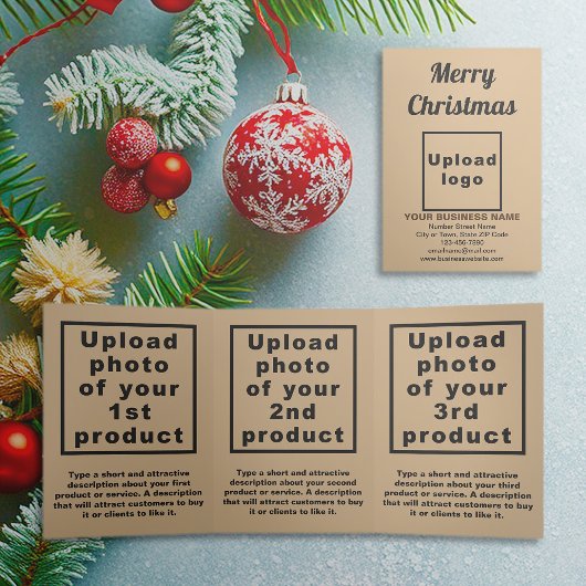 Lichtbruin | Christmas | Business Trifold Kaart