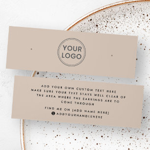 Lichtbruin custom logo stud oorbel display kaart