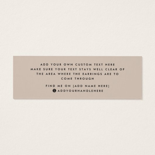 Lichtbruin custom logo stud oorbel display kaart (Achterkant)