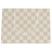 Lichtbruin en gebroken wit schaakbord groot cadeauzakje (Voorkant)