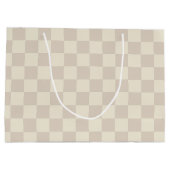 Lichtbruin en gebroken wit schaakbord groot cadeauzakje (Achterkant)