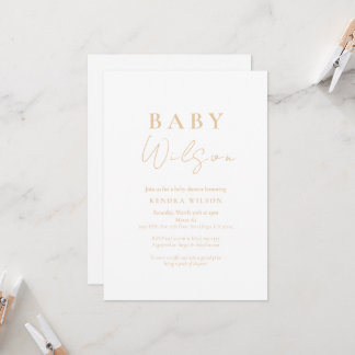 Lichtbruin Geslachtsneutraal Baby shower Uitnodigi Kaart
