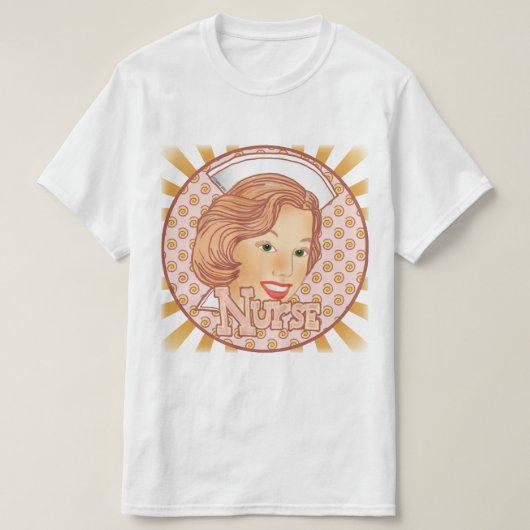 Lichtbruin haar verpleegkundige t-shirt (Design voorkant)